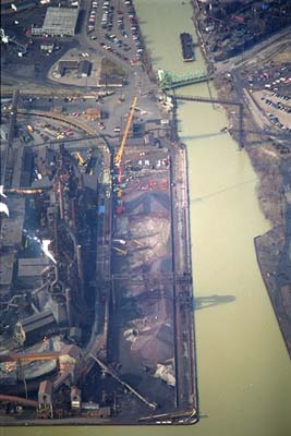 Aerial Photo: Zug Island/Old Channel, Great Lakes Steel Ore Dock