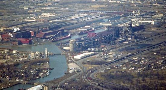 Aerial Photo: Rouge River at Ford Plant