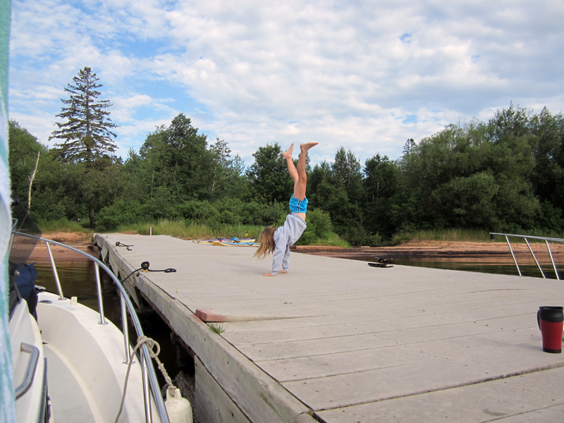Photo: Emmarie Raby at dock at Sand Island, Apostle Islands, Lake Superior, Wisconsin.