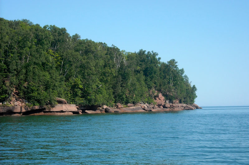 Photo: Bear Island shoreline, Apostle Islands, Lake Superior, Wisconsin.
