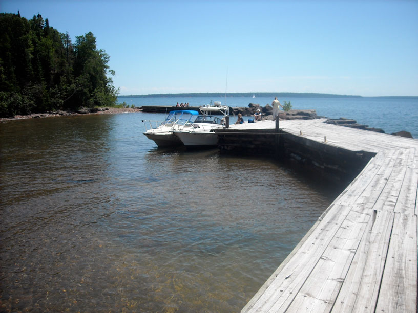 Photo: Devils Island small boat harbor at south end of island, Apostle Islands, Lake Superior, Wisconsin.