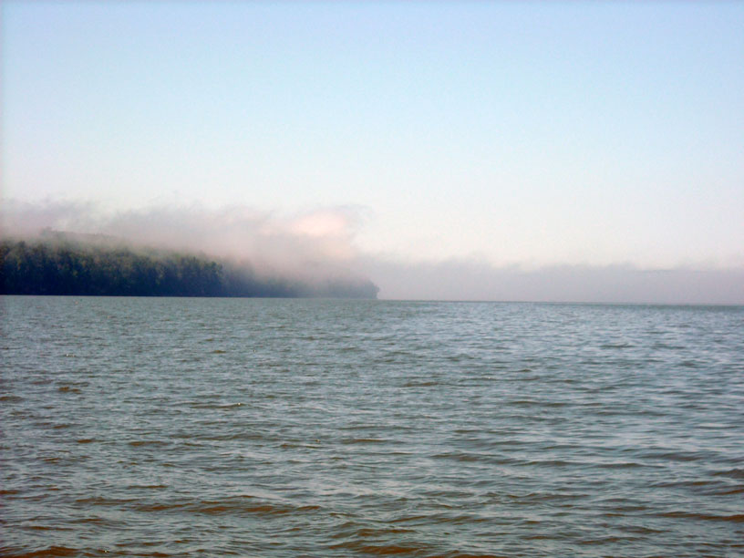 Photo: Fog bank in the Apostle Islands, Lake Superior, Wisconsin.