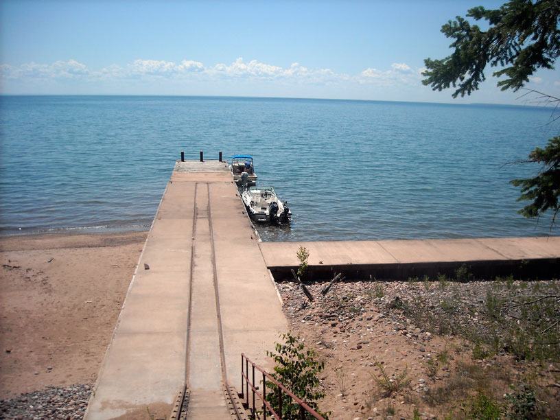 Photo: Park service dock at Michigan Island, Apostle Islands, Lake Superior, Wisconsin.