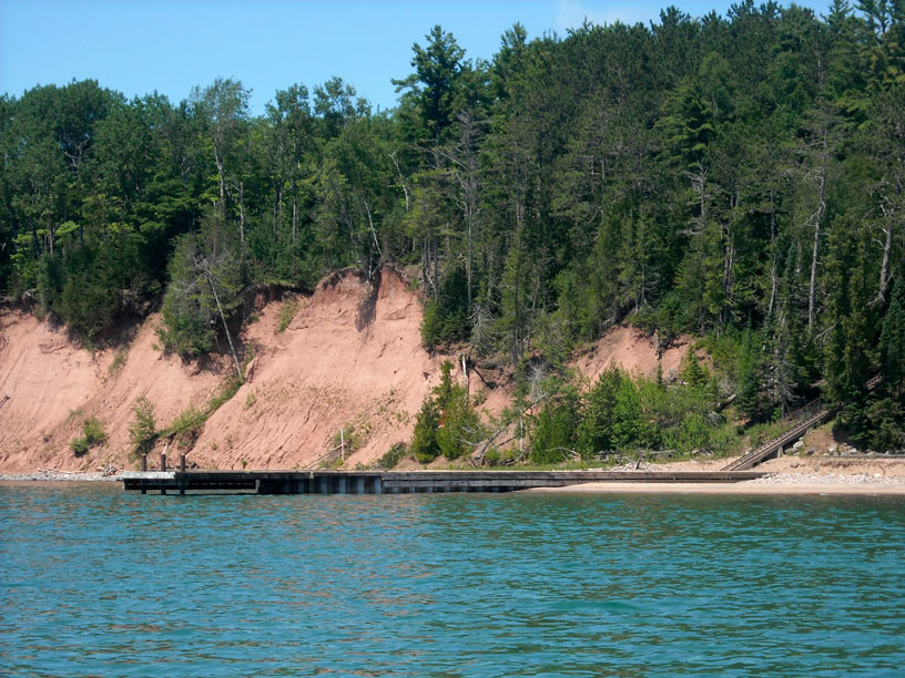 Photo: View from seaward of the dock at Michigan Island, Apostle Islands, Lake Superior, Wisconsin.