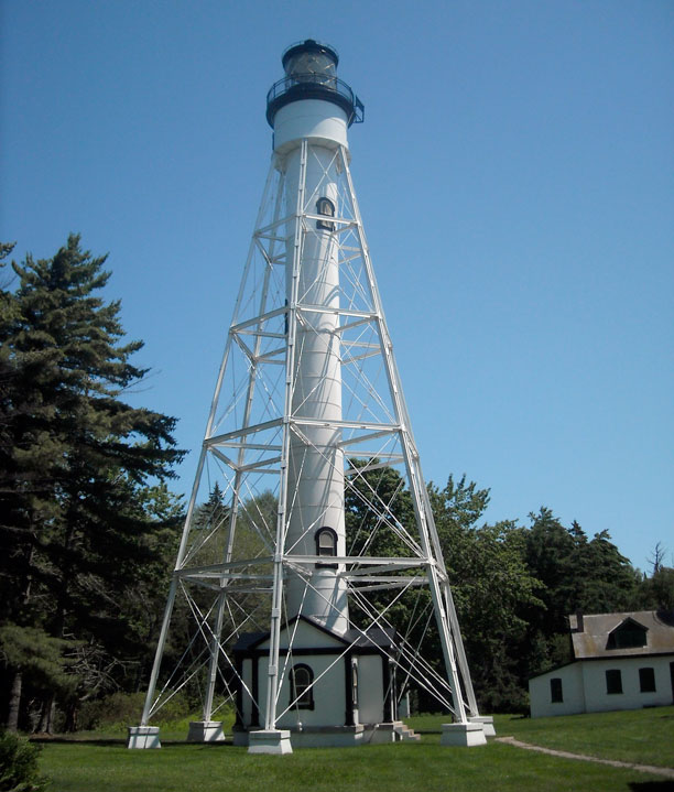 Photo: New light tower at Michigan Island, Apostle Islands, Lake Superior, Wisconsin.