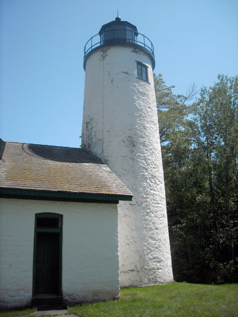 Photo: Older light tower at Michigan Island, Apostle Islands, Lake Superior, Wisconsin.