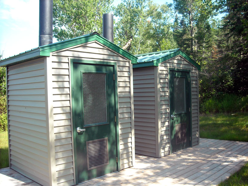Photo: Modern vault toilets at Raspberry Island, Apostle Islands, Lake Superior, Wisconsin.