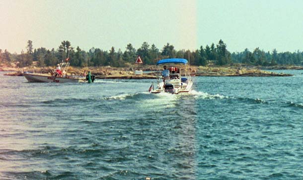 [Photo: Whalers making 90-degree turn on the Small Craft Route.]