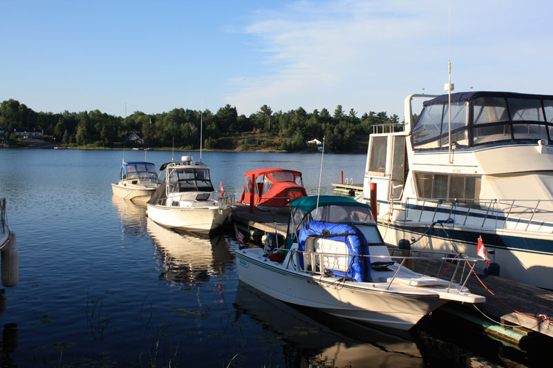Photo: Boats at the dock, Magnetawan River, Britt, Ontario.