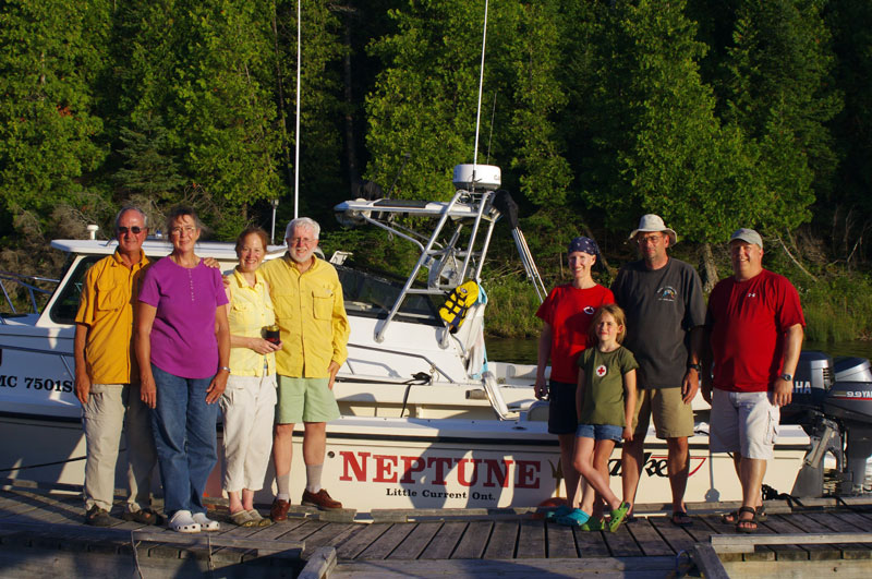 Photo: A group of Boston Whaler boat owners at the dock on Nepture Island.