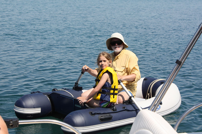 Photo: Jim Hebert and Emmarie Raby in inflatible boat.