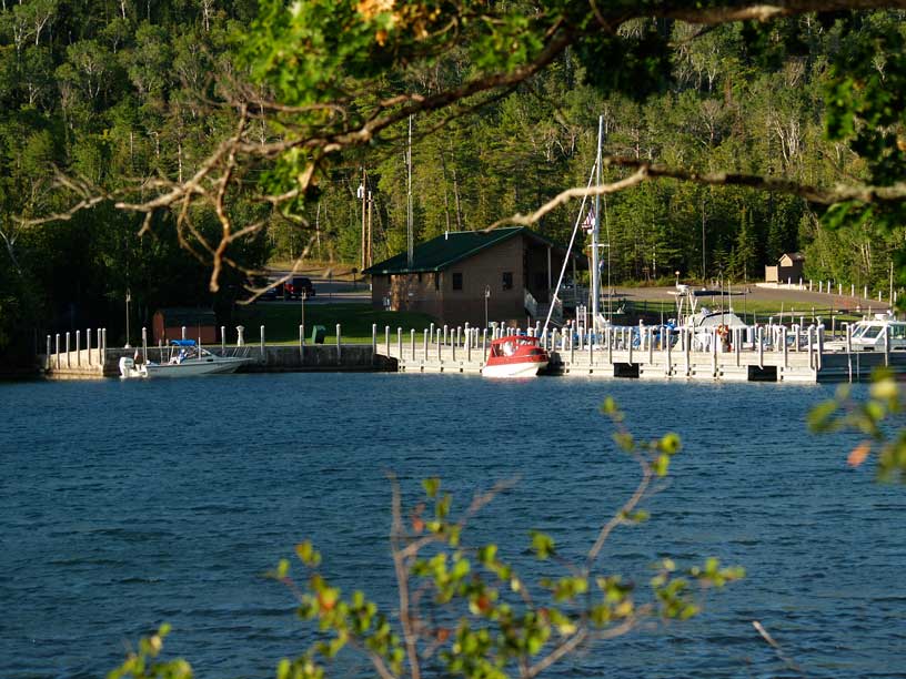 Photo: CONTINUOUSWAVE and ADEQUATE at marina dock in Copper Harbor