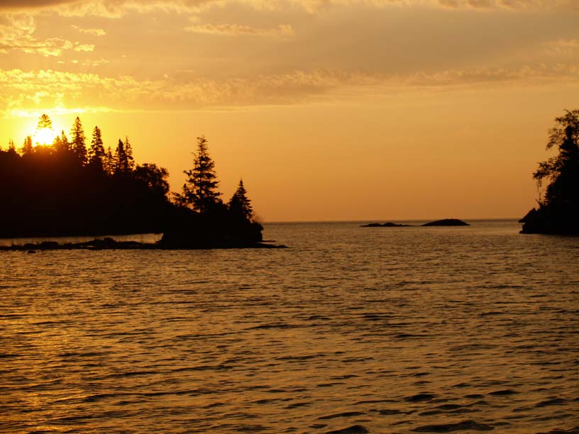 Photo: Sunrise at Chippewa Harbor, Isle Royale, Lake Superior.