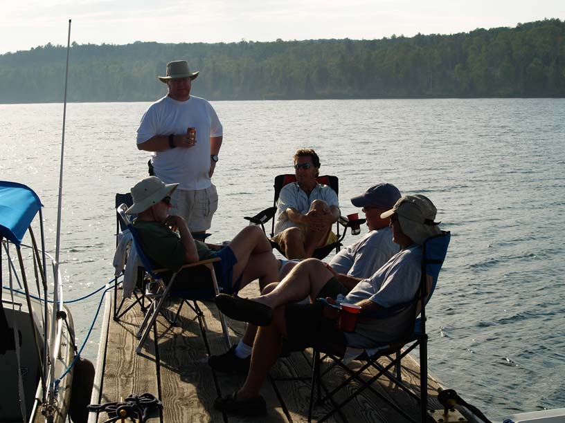 Photo: Boston Whaler boat owners at Hay Bay, Isle Royale, Lake Superior.
