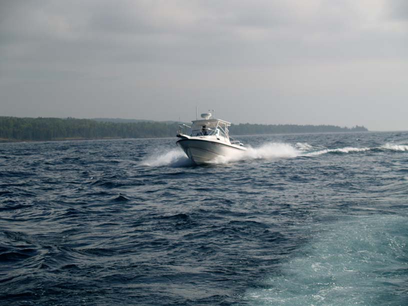 Photo: Boston Whaler 23 CONQUEST off Isle Royale, Lake Superior.