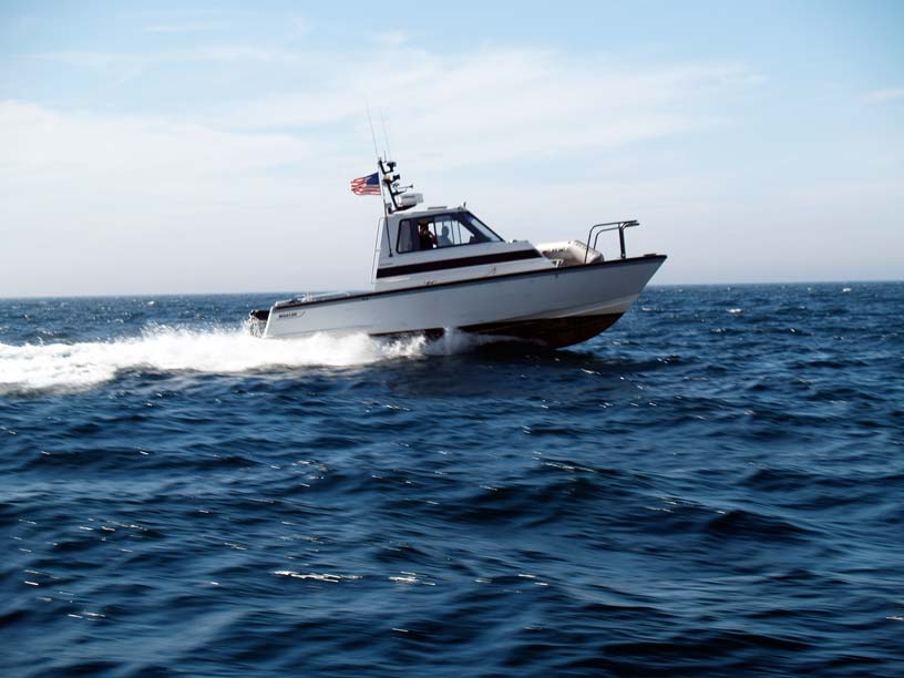Photo: Boston Whaler 30 DEFIANCE off Isle Royale, Lake Superior.
