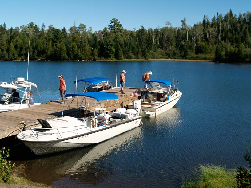 Photo: Dock at McCargoe Cove from Birch Island, Isle Royale, Lake Superior.