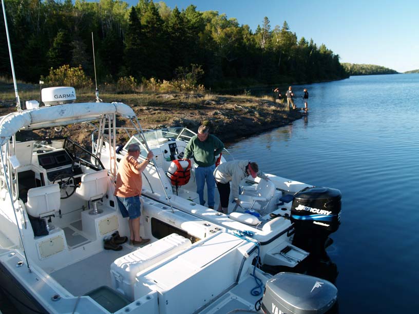Photo: Boston Whaler EASTPORT 205 arrives at dock at McCargoe Cove, Isle Royale, Lake Superior.
