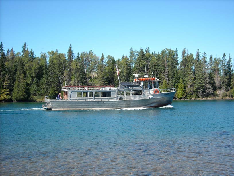 Photo: Ferry VOYAGEUR II underway at Birch Island, North shore of Isle Royale, Lake Superior.