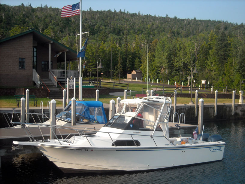 Photo: Two Boston Whaler boats at Copper Harbor State Docks.