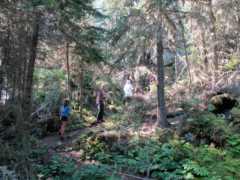 Photo: Hikers on the trail to Lookout Louise, Isle Royale National Park.