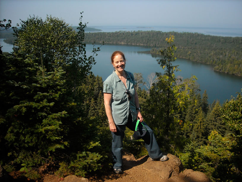 Photo: Chris and Jim at Lookout Louise, view to the southwest; Isle Royale National Park.