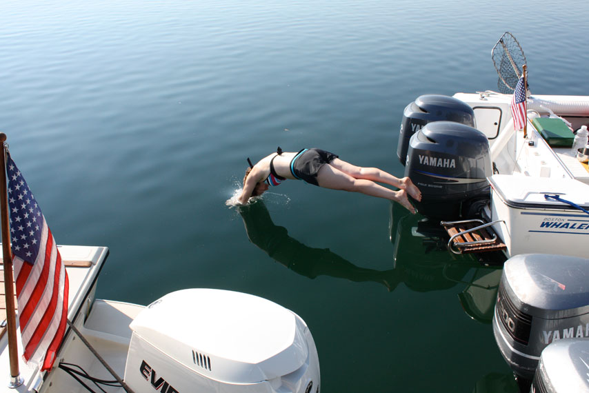 Photo: Diving into Lake Superor at Belle Isle, Isle Royale National Park.