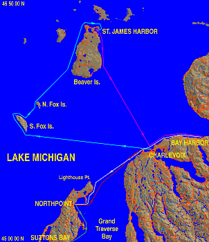 [Map: Course lines, Lake Michigan.]
