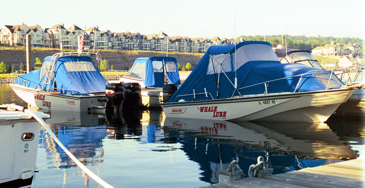 [Photo: Four Whalers at dock in Bay Harbor.]