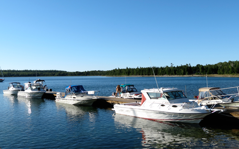 Photo: The quiet and calm Meldrum Bay marina on a Summer morning.