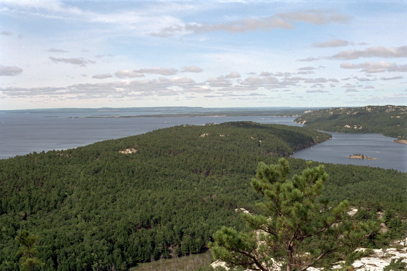 Photo: Entrance to Baie Fine looking west from Casson Peak