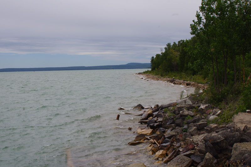 Photo: The rugged shoreline of Lime Island at its northeast point.