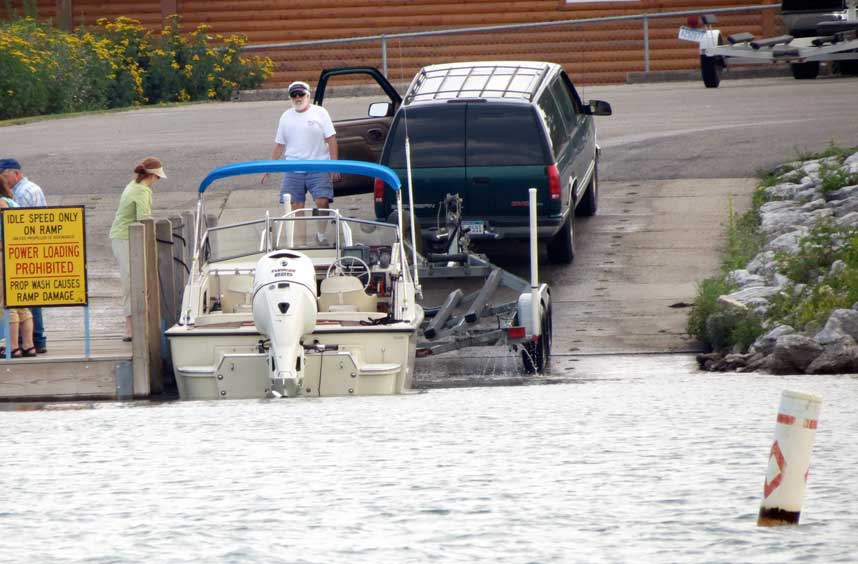 Photo: Trailer boat launch ramp at Detour Village, Michigan