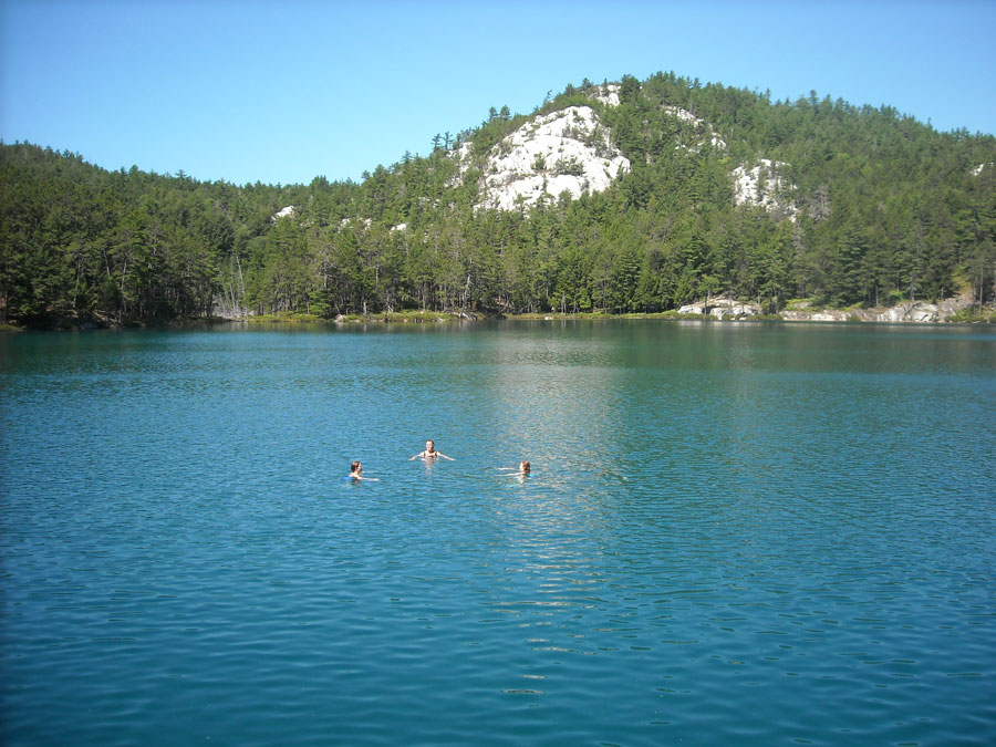 Three ladies swimming at Topaz Lake