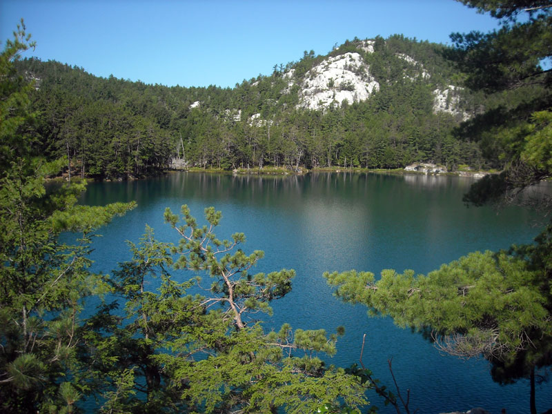 Overview of Topaz Lake from its southeast shore bluff