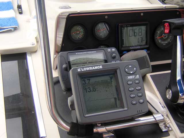 Photo: SONAR display showing 3.7 meter depth