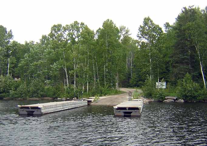 Photo: Launch and ramp facility at Rapides Des Joachim, Quebec, upper lake, as seen from the water.