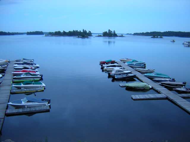 Photo: The docks at the Jubilee Lodge Marina seen from the clubhouse,  Petawawa, Ontario