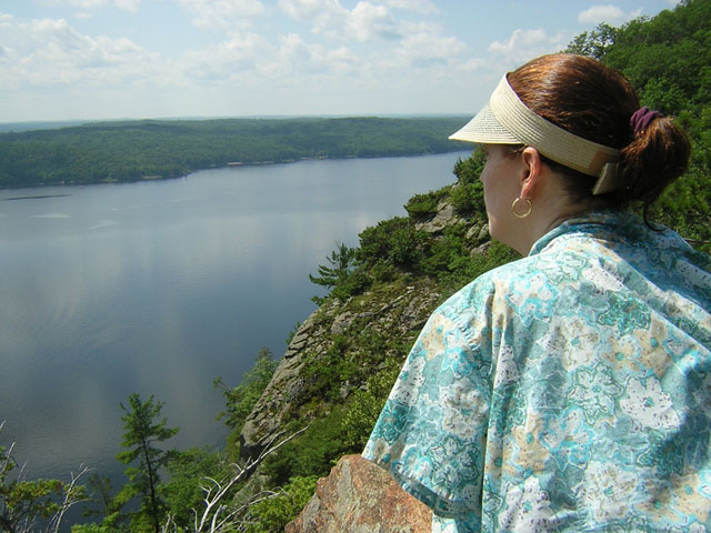 Photo: View from summit of Oiseau Rock, looking south, CEW in foreground.