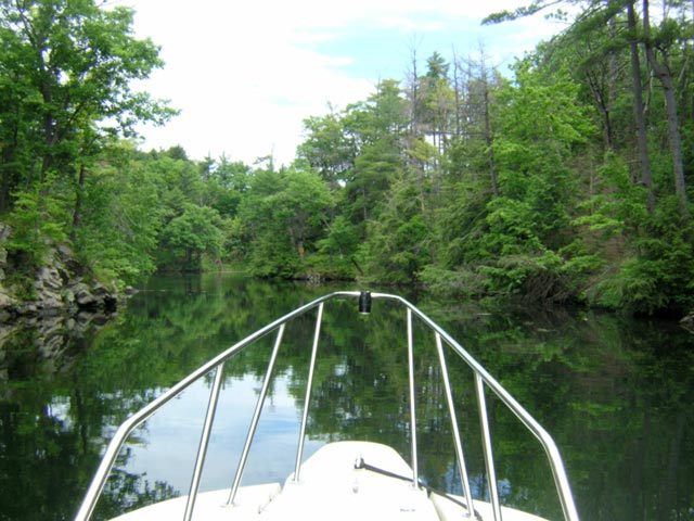 Photo: The narrow channel through THE QUARTERS above Jones Falls Lock.