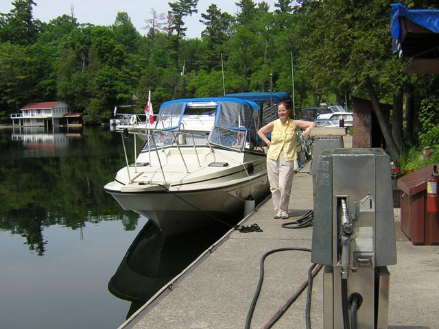 Photo: Chris at Brown's Marina gas dock above Chaffeys Lock, Rideau Canal