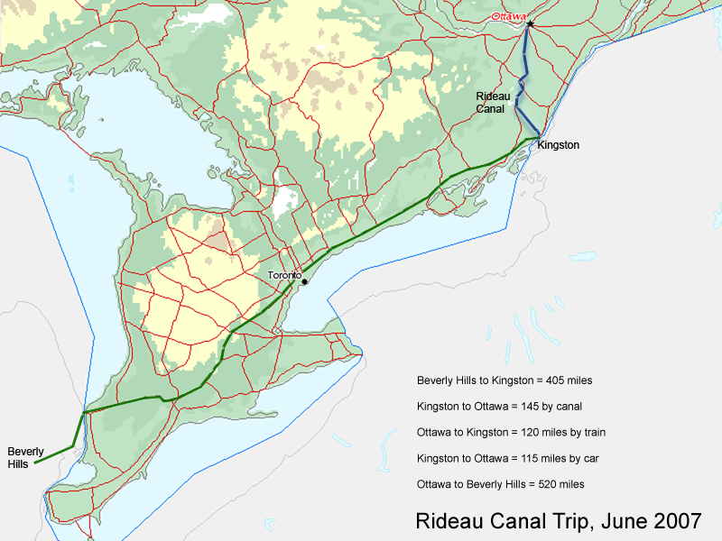 [MAP: Highway Route from Beverly Hills to Kingston]