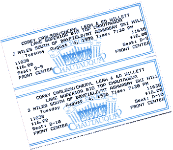 [ Big Top Tickets: Seats D-9 and D-10, Front, Center]