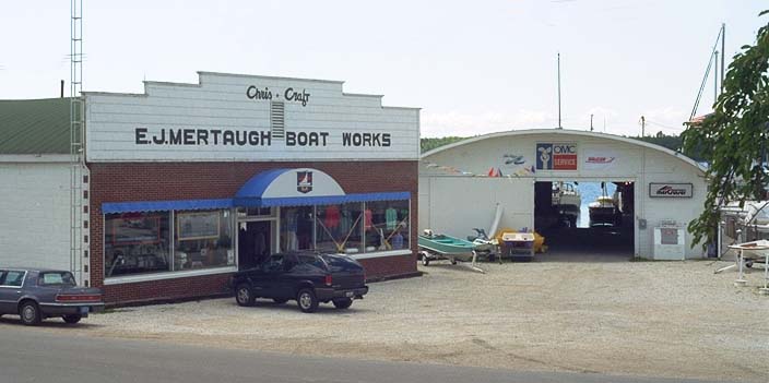 Photo: E. J. Mertaugh Boat Works front view of buildings