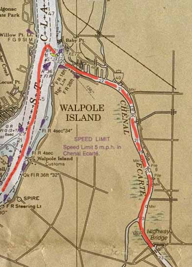 Map: St. Clair River and Chenal Ecarte