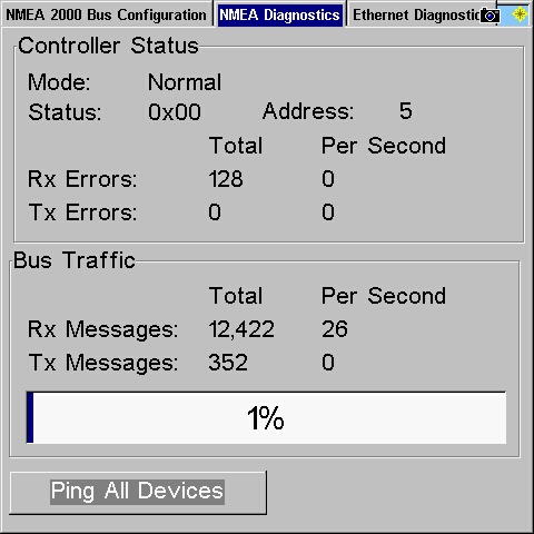 Screen capture Lowrance LMS-520c NMEA DIAGNOSTIC page
