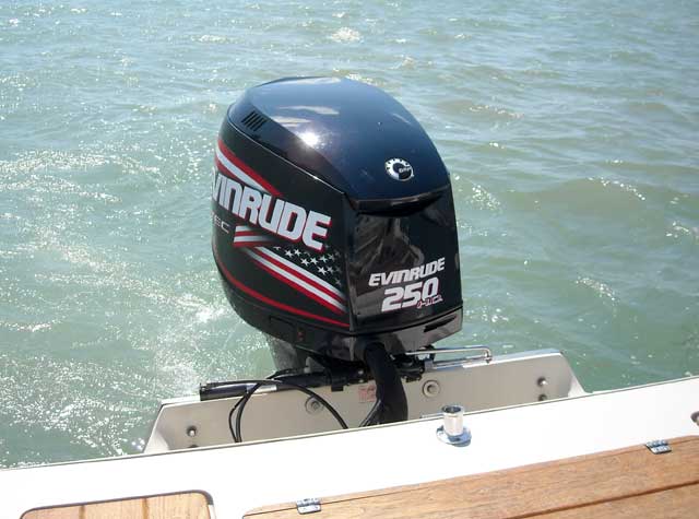 Photo: Evinrude E-TEC 250 H.O.outboard motor on Whaler Drive.