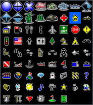 HDS Waypoints, routes, trails screen; Waypoints tab selected; Edit Waypoint menu; Icon palette.