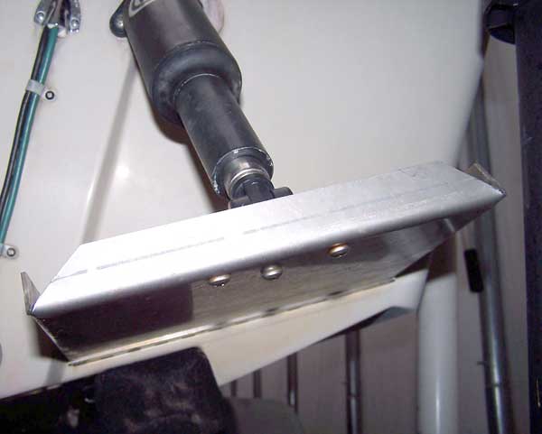 Photo: Trim tab installation showing relationship of tab surface to hull surface.