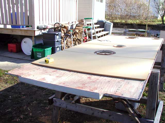 Photo: New plywood epoxied to molded deck.